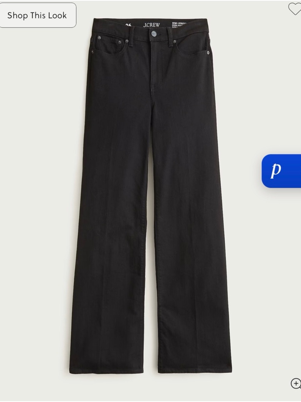 J. Crew Black Denim trouser Wide-Leg High-Rise Jeans